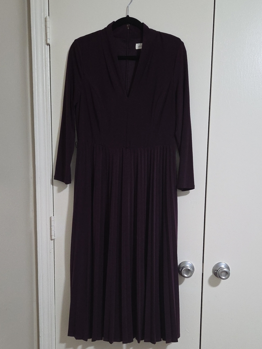 Harper Rose Plum Long Sleeve Pleated Midi Dress